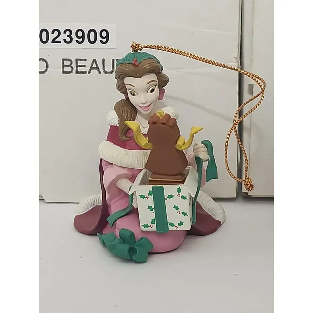 Vintage Disney Beauty and the Beast Christmas Ornament Pair Boxed Tree Set